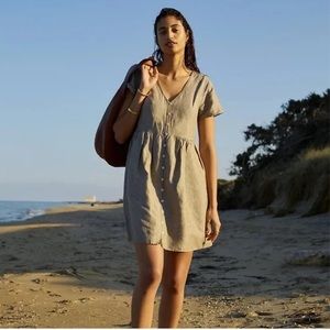 Madewell Linen Blend Alexandra Button Front Dress